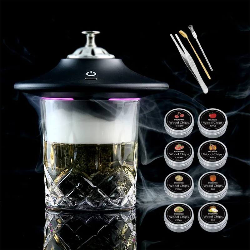Whiskey Stone Set - Kit Affumicatore Elettrico Ricaricabile per Cocktail,