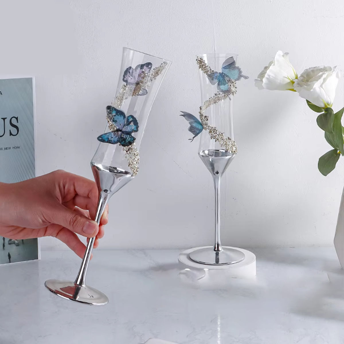 Champagne Flute Pair - Farfalla Bicchiere da champagne Galvanotecnica Bicchiere