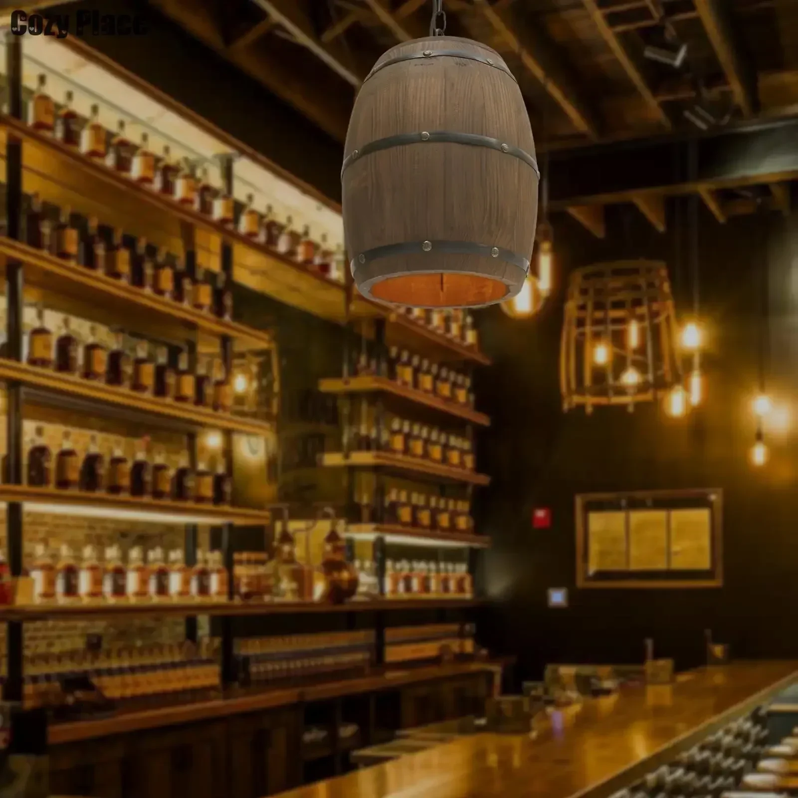 Wine & Beer Tours Of Nova Scotia - Lampada Rustica Vintage, Lampadario in Legno,