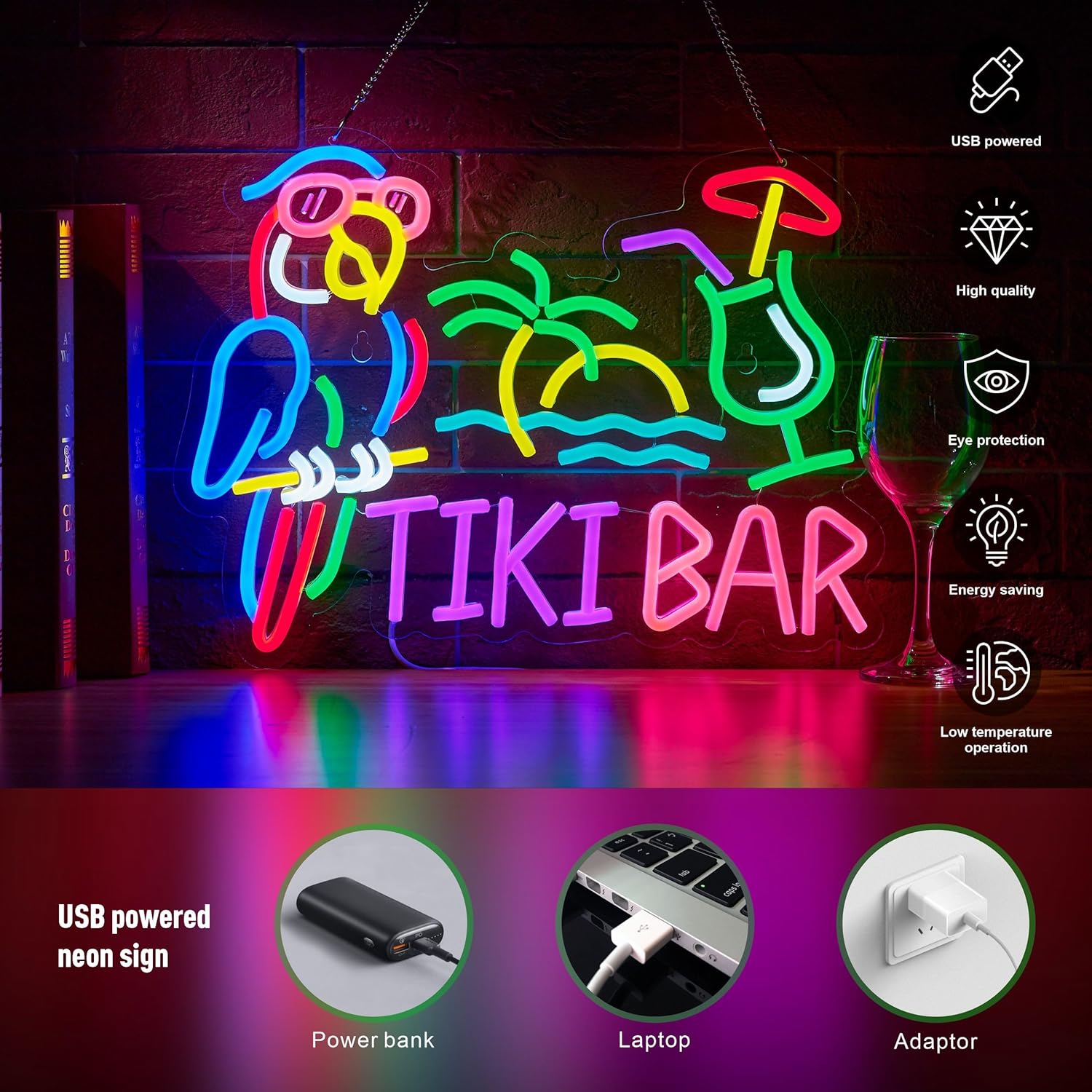 Insegna al Neon Tiki Bar con P - Beer & Wine Downtown recensione e prezzo