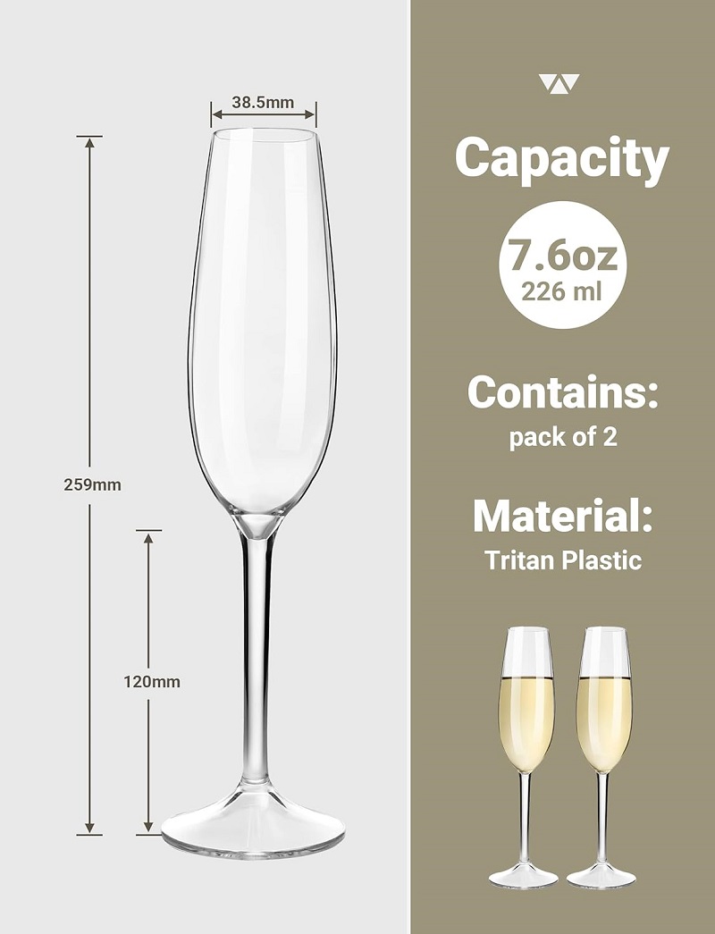 MICHLEY 2/4 pezzi infrangibili - Champagne Flute Pair recensione e prezzo